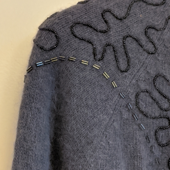 Vintage Sportscraft Lambs Wool Angora Gray Cardigan Sweater 16 - Picture 2 of 14